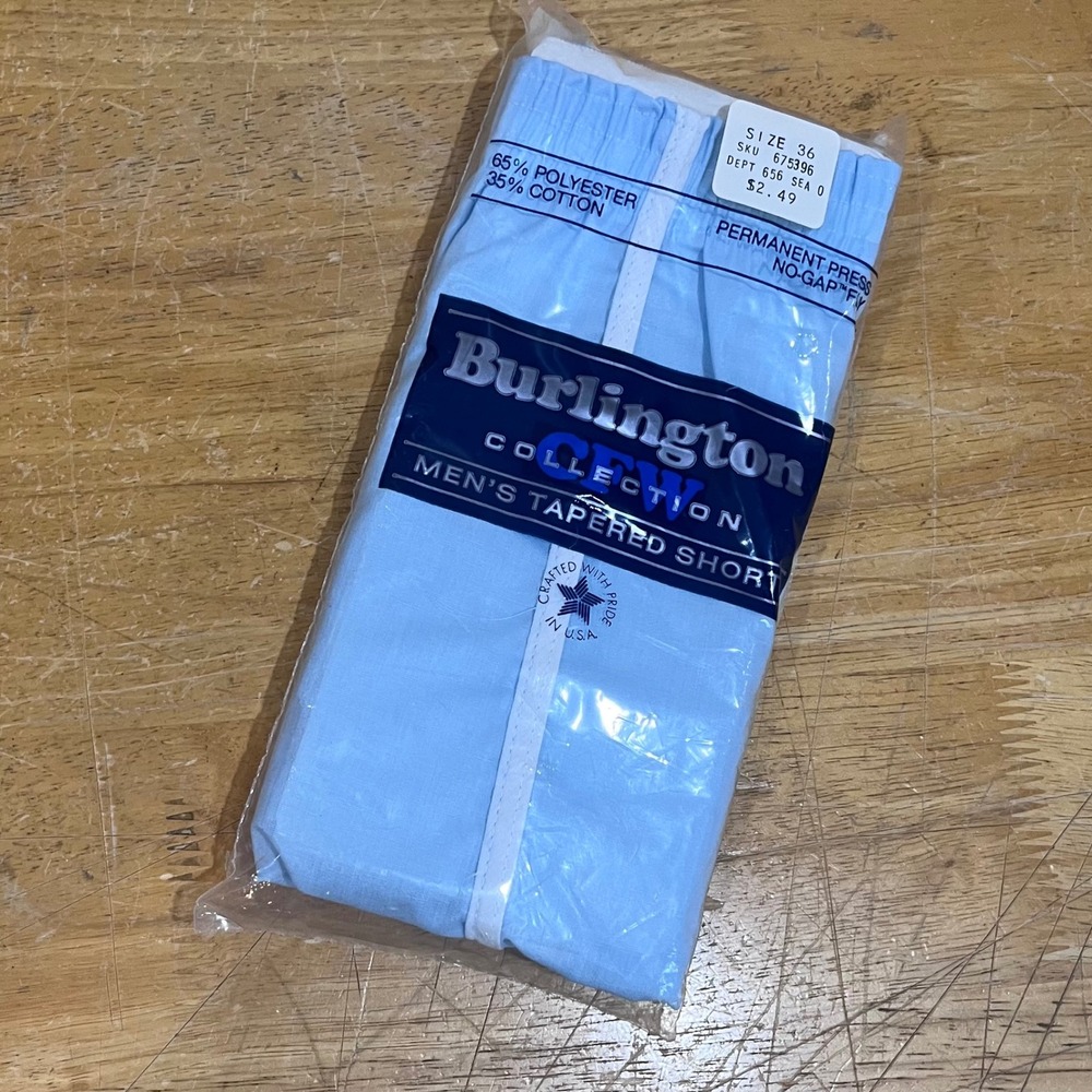 Vtg Burlington Men Tapered Boxer Shorts Blue Size 36 Made in USA NIP Deadstock‎